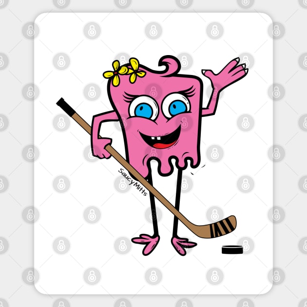 Girls Hockey Monster Pink Magnet by SaucyMittsHockey